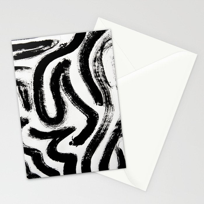 Black and White Abstract Pattern 1: A minimal black and white pattern by Alyssa Hamilton Art Stationery Card Gallery Image 2