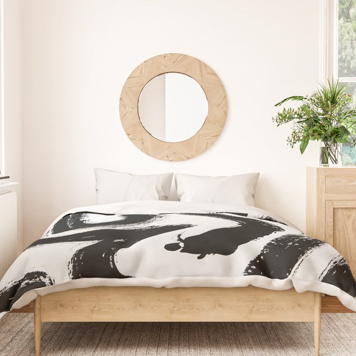 Black and White Abstract Pattern 1: A minimal black and white pattern by Alyssa Hamilton Art Duvet Cover Gallery Image 3