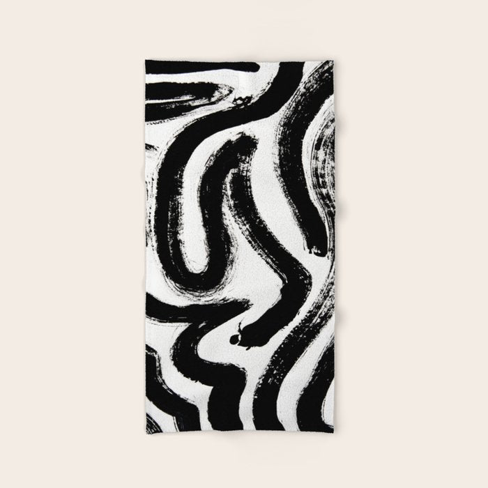 Black and White Abstract Pattern 1: A minimal black and white pattern by Alyssa Hamilton Art Towels Gallery Image 2