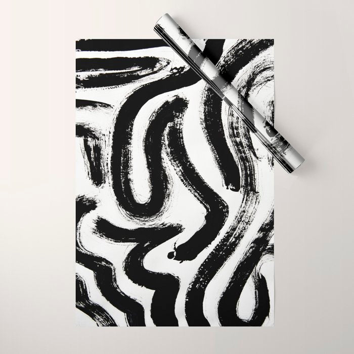 Black and White Abstract Pattern 1: A minimal black and white pattern by Alyssa Hamilton Art Wrapping Paper Gallery Image 1