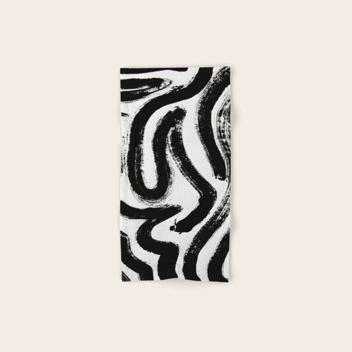 Black and White Abstract Pattern 1: A minimal black and white pattern by Alyssa Hamilton Art Bath Towel Gallery Image 1