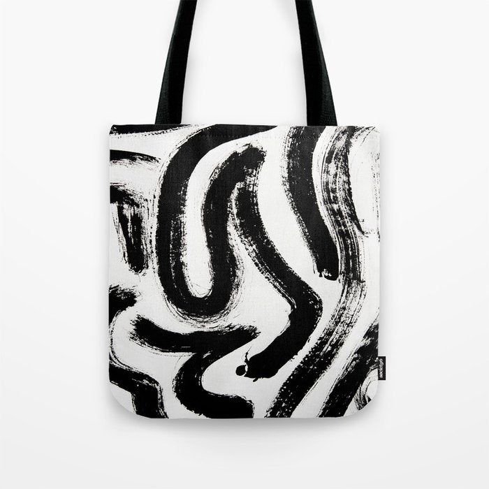 Black and White Abstract Pattern 1: A minimal black and white pattern by Alyssa Hamilton Art Tote Bag Gallery Image 1