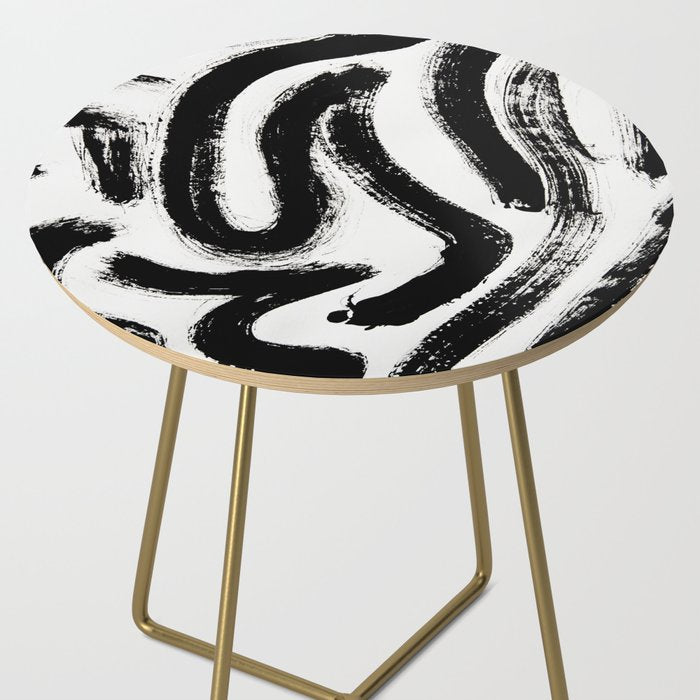 Black and White Abstract Pattern 1: A minimal black and white pattern by Alyssa Hamilton Art Side Table Gallery Image 2