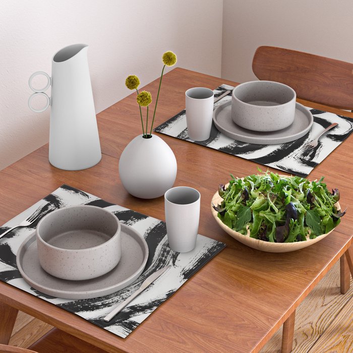Black and White Abstract Pattern 1: A minimal black and white pattern by Alyssa Hamilton Art Placemat Gallery Image 2