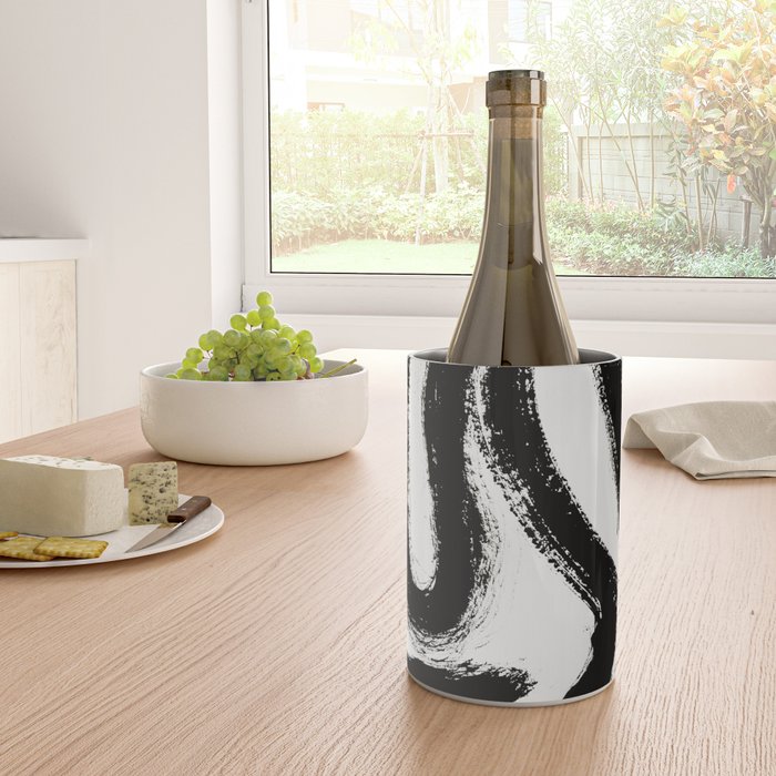 Black and White Abstract Pattern 1: A minimal black and white pattern by Alyssa Hamilton Art Wine Chiller Gallery Image 4