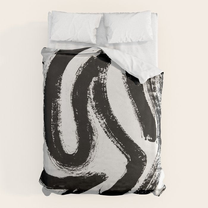 Black and White Abstract Pattern 1: A minimal black and white pattern by Alyssa Hamilton Art Duvet Cover Gallery Image 6