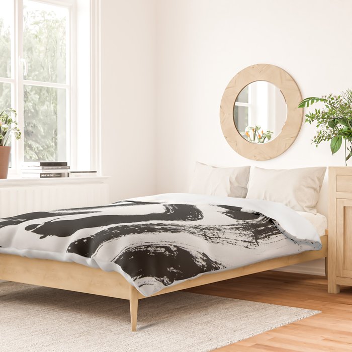 Black and White Abstract Pattern 1: A minimal black and white pattern by Alyssa Hamilton Art Duvet Cover Gallery Image 2