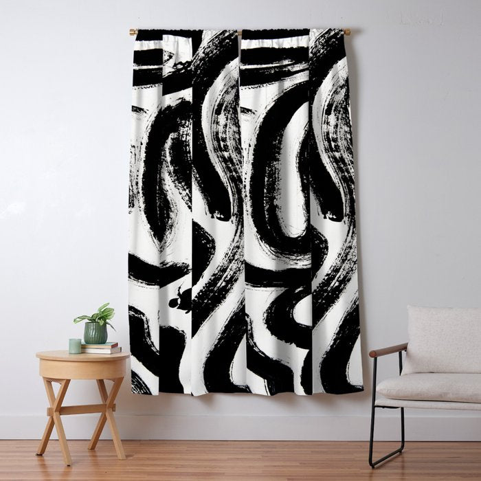 Black and White Abstract Pattern 1: A minimal black and white pattern by Alyssa Hamilton Art Window Curtain Gallery Image 1
