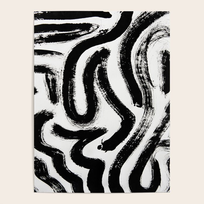 Black and White Abstract Pattern 1: A minimal black and white pattern by Alyssa Hamilton Art Poster Gallery Image 1