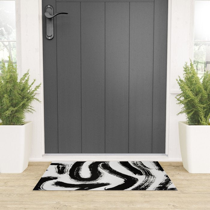 Black and White Abstract Pattern 1: A minimal black and white pattern by Alyssa Hamilton Art Welcome Mat Gallery Image 3