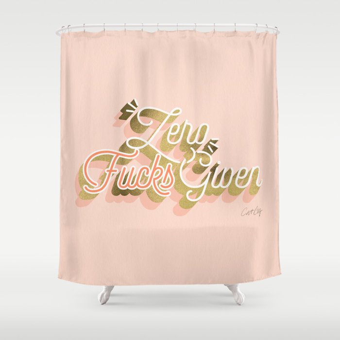 Zero F*cks Given - Blush & Gold Palette Shower Curtain Gallery Image 1