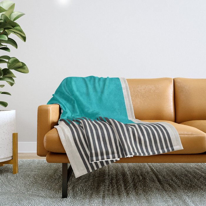 Turquoise Minimalist Bold Artwork Throw Blanket Gallery Image 1