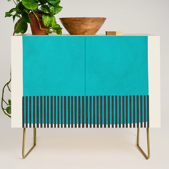Turquoise Minimalist Bold Artwork Credenza Gallery Image 1