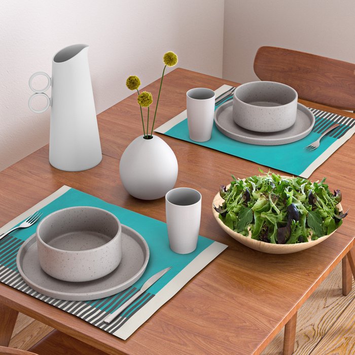 Turquoise Minimalist Bold Artwork Placemat Gallery Image 2