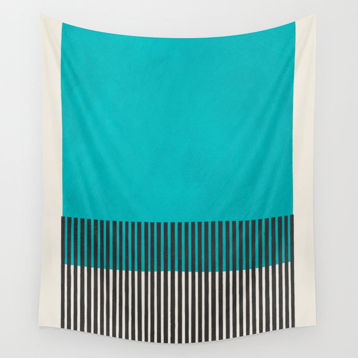 Turquoise Minimalist Bold Artwork Wall Tapestry Gallery Image 4