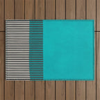 Turquoise Minimalist Bold Artwork Outdoor Rug Gallery Image 1