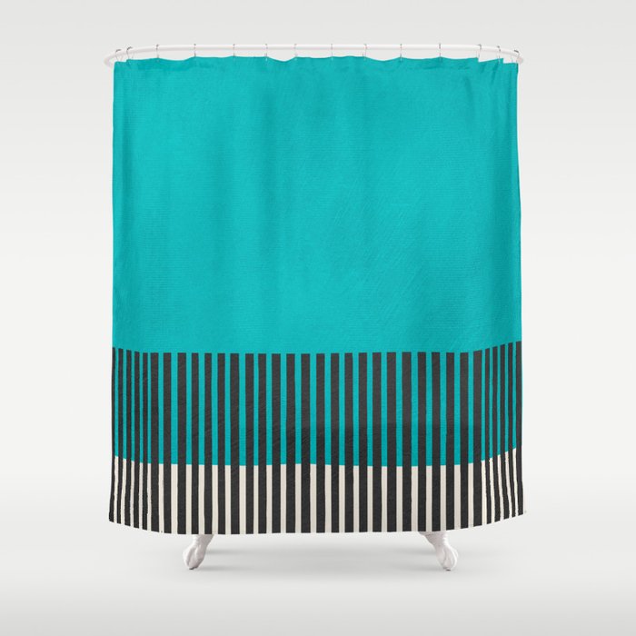 Turquoise Minimalist Bold Artwork Shower Curtain Gallery Image 1