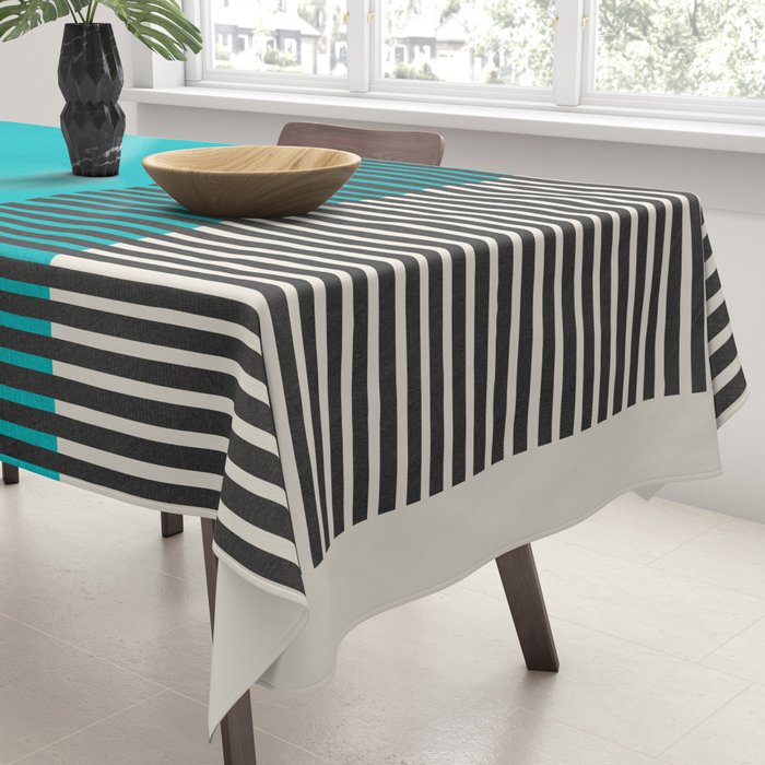 Turquoise Minimalist Bold Artwork Tablecloth Gallery Image 3