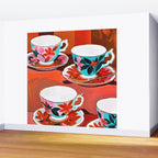 Tea Party, Teacups Floral Whimsical Eclectic Maximalist Illustration, Boho Coffee Food Painting Wall Mural Gallery Image 2