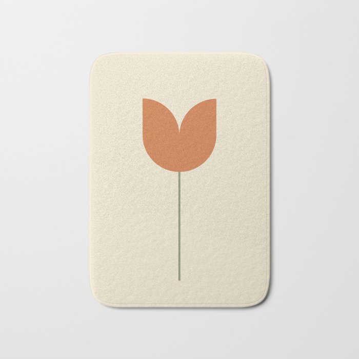 Vintage Tulip Minimalism - Red Bath Mat Gallery Image 1
