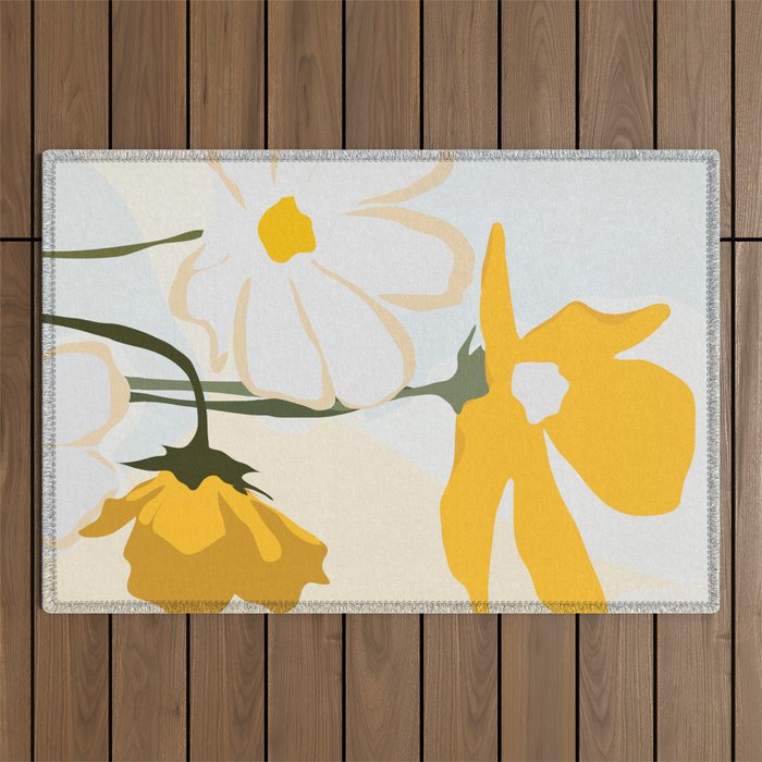 yellow flowers Outdoor Rug Gallery Image 1