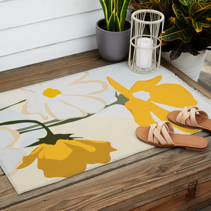 yellow flowers Outdoor Rug Gallery Image 2