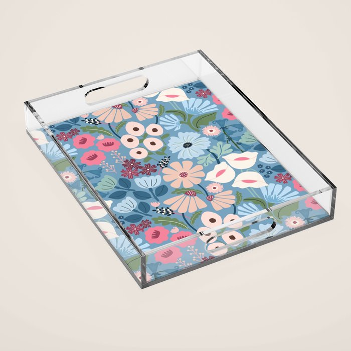 Meadow muse - heritage blue Acrylic Tray Gallery Image 1