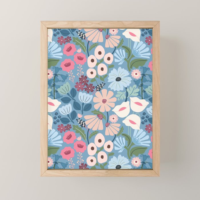 Meadow muse - heritage blue Mini Art Print Gallery Image 1