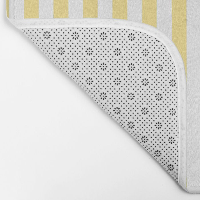 Modern geometrical baby yellow white stripes pattern Bath Mat Gallery Image 2
