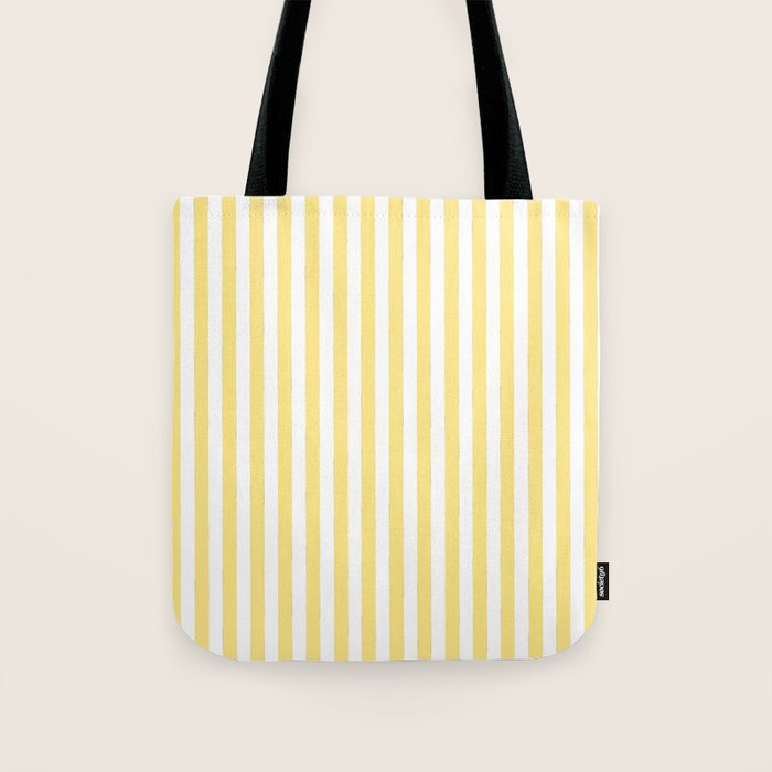 Modern geometrical baby yellow white stripes pattern Tote Bag Gallery Image 1
