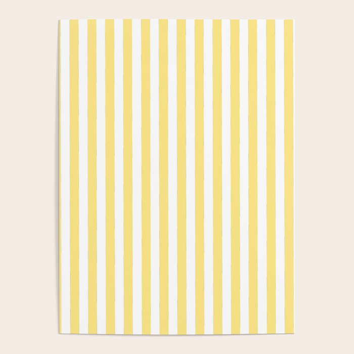 Modern geometrical baby yellow white stripes pattern Poster Gallery Image 1