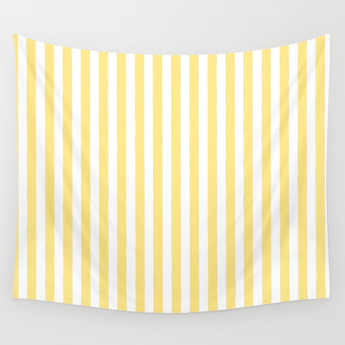 Modern geometrical baby yellow white stripes pattern Wall Tapestry Gallery Image 1