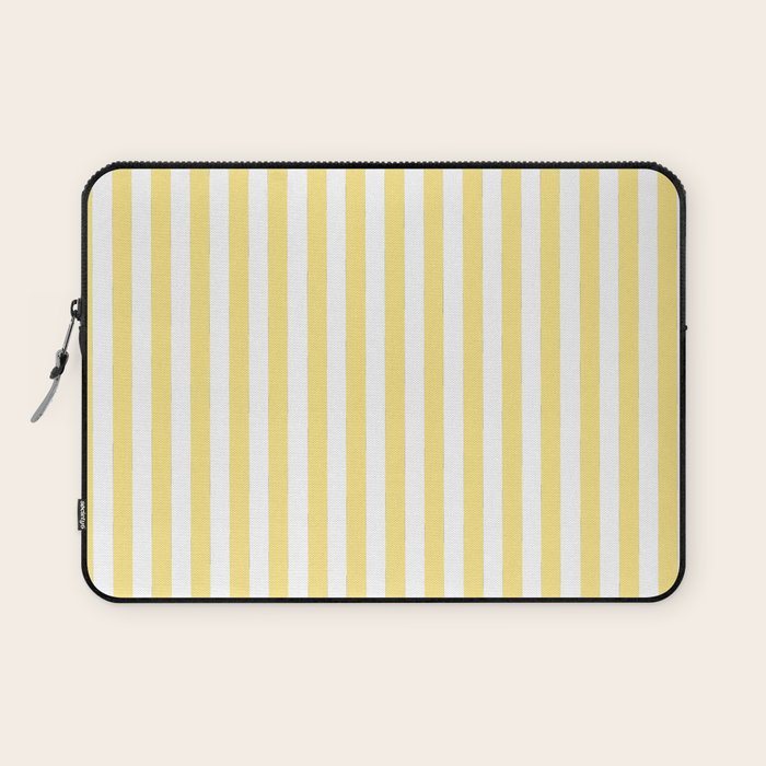 Modern geometrical baby yellow white stripes pattern Laptop Sleeve Gallery Image 1