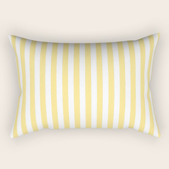 Modern geometrical baby yellow white stripes pattern Rectangular Pillow Gallery Image 1