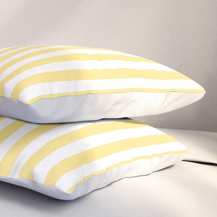 Modern geometrical baby yellow white stripes pattern Pillow Sham Gallery Image 3