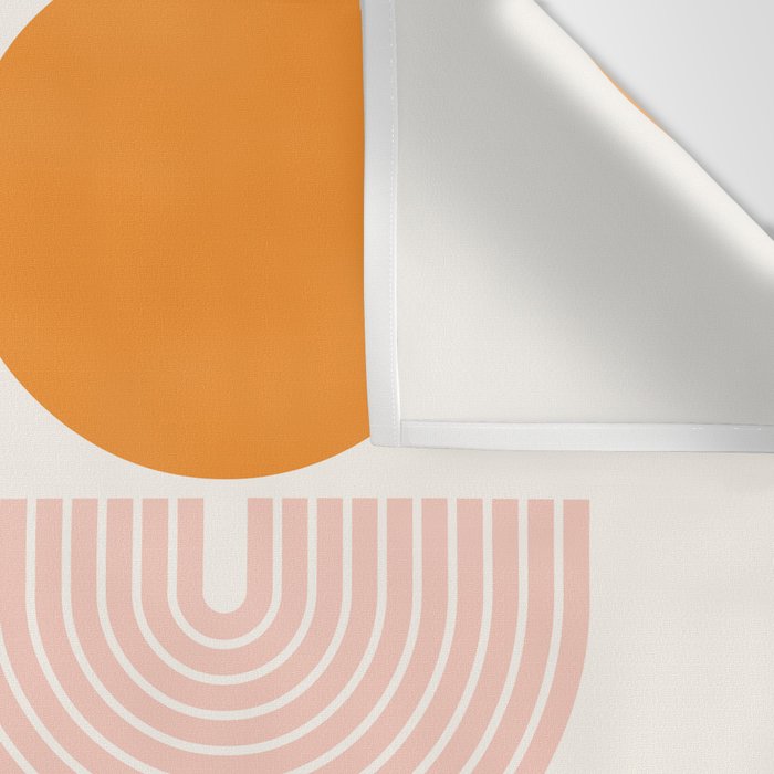Mid Century Modern Geometric 43 in Coral Orange (Rainbow and Sun Abstraction) Wall Tapestry Gallery Image 3