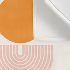 Mid Century Modern Geometric 43 in Coral Orange (Rainbow and Sun Abstraction) Wall Tapestry Gallery Image 3