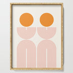 Mid Century Modern Geometric 43 in Coral Orange (Rainbow and Sun Abstraction) Serving Tray Gallery Image 1