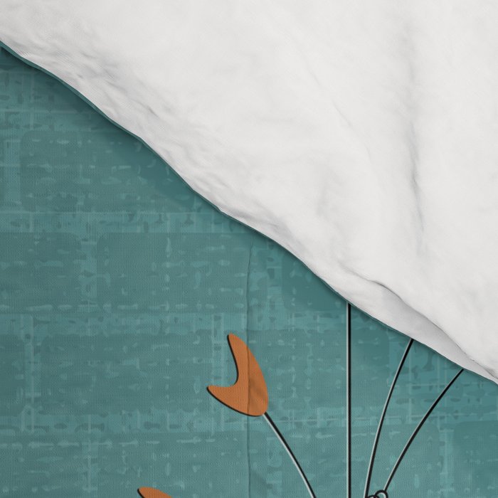 Mid Century Kitty Mishchief - w/ Orange ©studioxtine Comforter Gallery Image 4