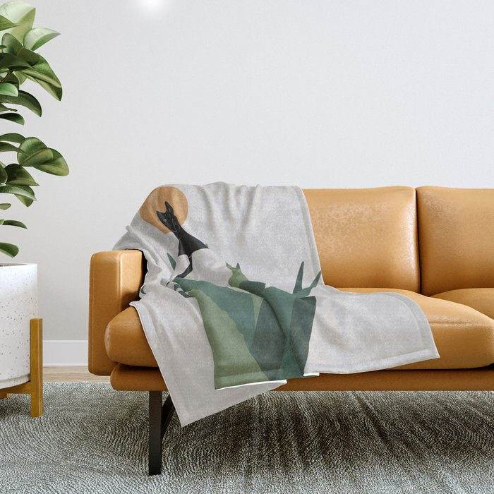 Cat and Plant 43: Nameowste Throw Blanket Gallery Image 1