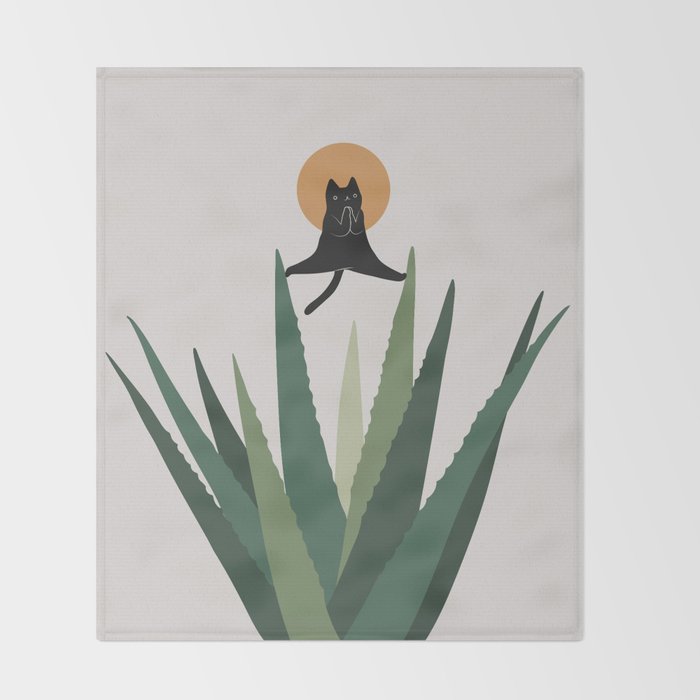Cat and Plant 43: Nameowste Throw Blanket Gallery Image 2