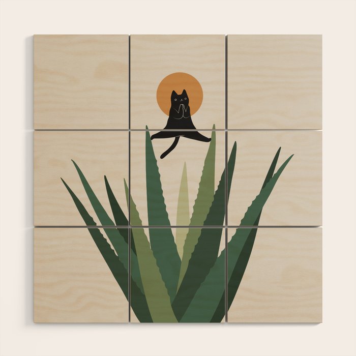 Cat and Plant 43: Nameowste Wood Wall Art Gallery Image 1