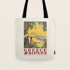 Aidipsos Greece Vintage Travel Poster 1930s Tote Bag Gallery Image 1