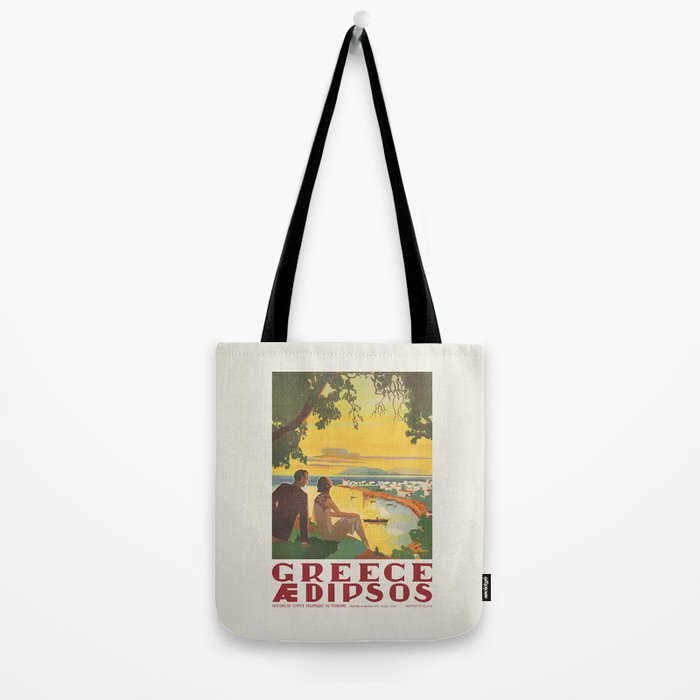 Aidipsos Greece Vintage Travel Poster 1930s Tote Bag Gallery Image 2