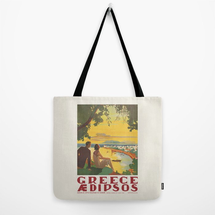 Aidipsos Greece Vintage Travel Poster 1930s Tote Bag Gallery Image 2