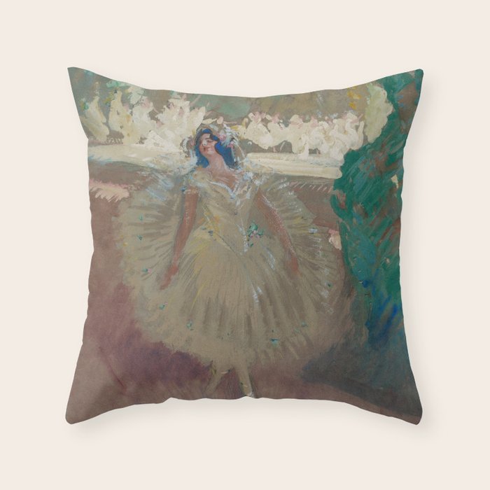 Pavlova, prima ballerina ballet Swan Lake portrait still life female painting by Henry Keller Throw Pillow Gallery Image 6