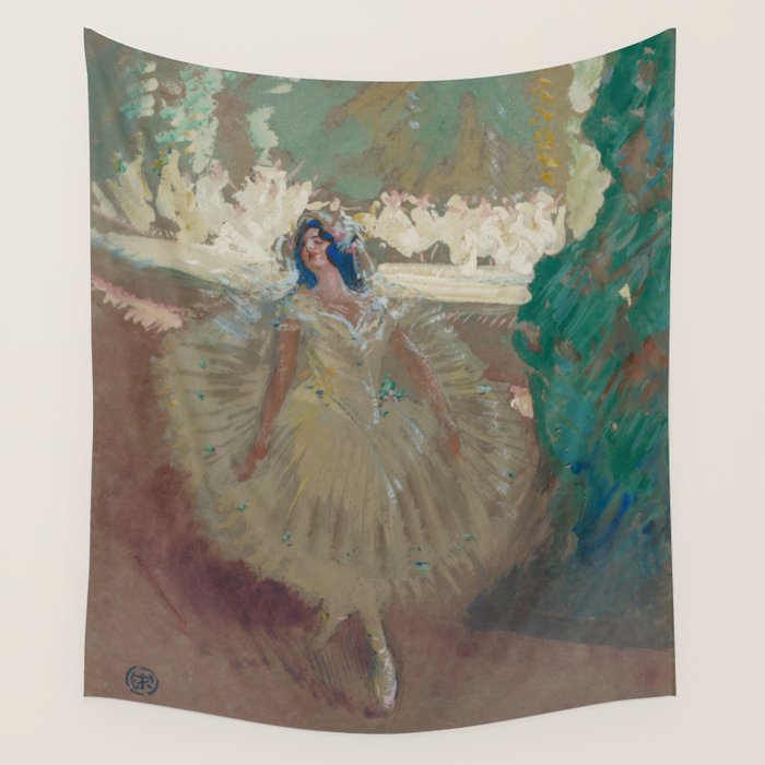 Pavlova, prima ballerina ballet Swan Lake portrait still life female painting by Henry Keller Wall Tapestry Gallery Image 4