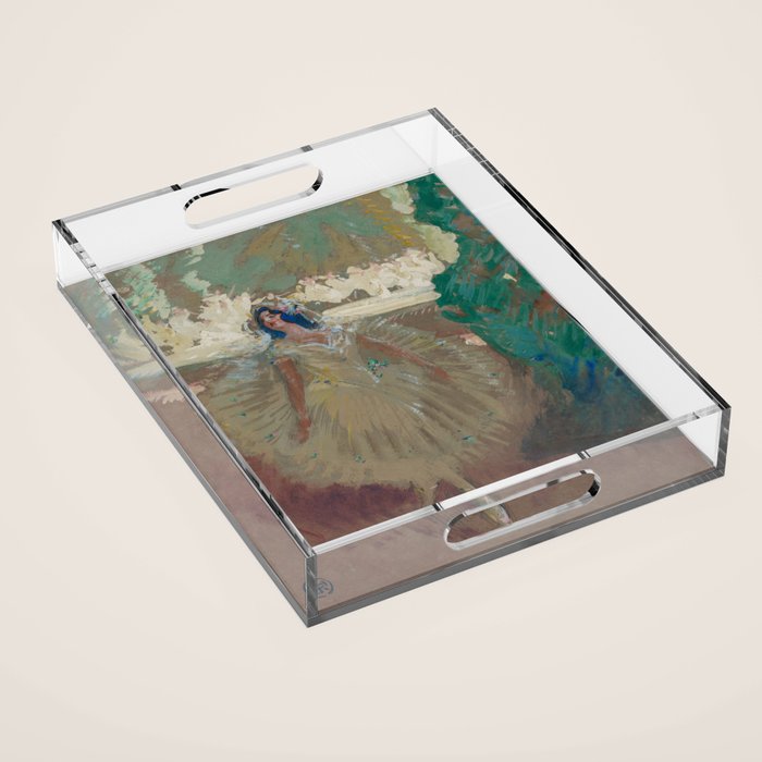 Pavlova, prima ballerina ballet Swan Lake portrait still life female painting by Henry Keller Acrylic Tray Gallery Image 1