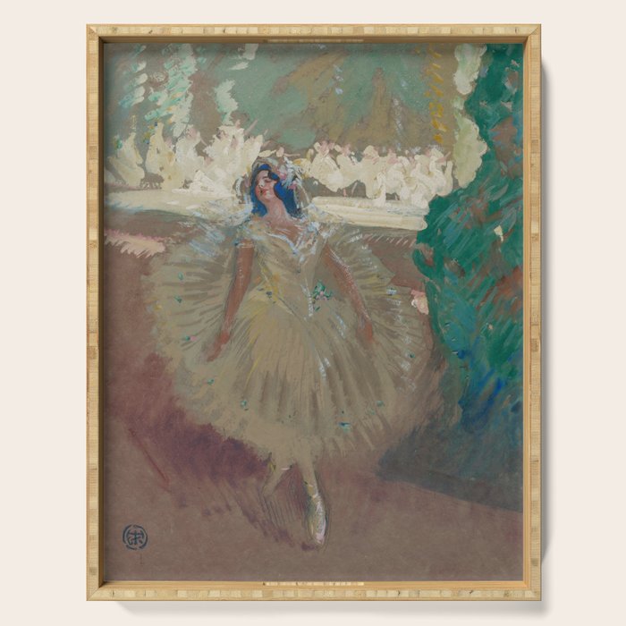 Pavlova, prima ballerina ballet Swan Lake portrait still life female painting by Henry Keller Serving Tray Gallery Image 1