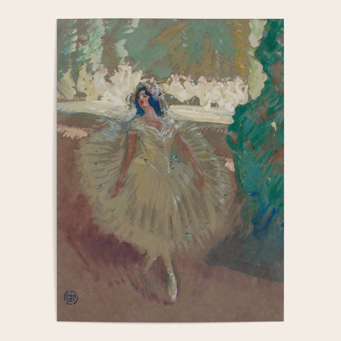 Pavlova, prima ballerina ballet Swan Lake portrait still life female painting by Henry Keller Poster Gallery Image 4